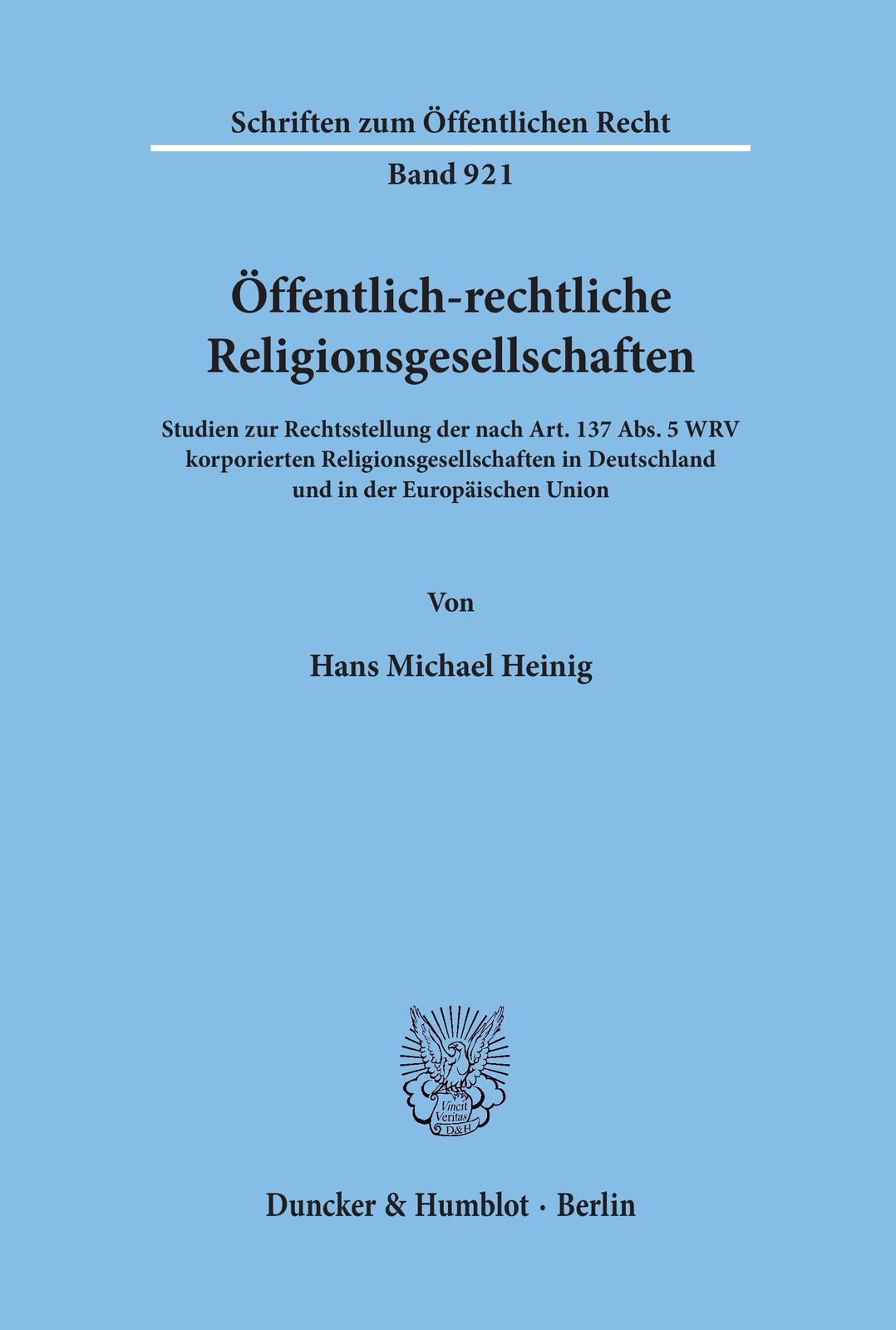 Thumbnail - Hans Michael Heinig | Öffentlich-rechtliche Religionsgesellschaften. |