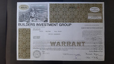 Warrant na ponad 500 akcji 1972 Builders Investment Group, Floryda