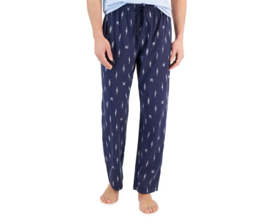 Cuddl Duds Mens Cabin Fleece Pajama Pant, Blue, Small