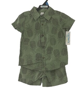 Child of Mine by Carters Baby Boy 2-Piece Outfit Set Green Top And