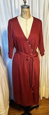 Rebellion Womens  Red 1/2 Sleeve Midi Belted Shirt Dress Sz M Pre-owned