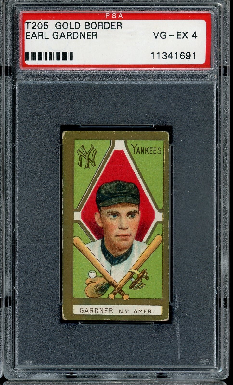 1911 T205 Gold Border Baseball Earl Gardner PSA 4
