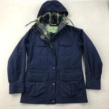 EMS Eastern Mountain Sports Parka Women’s S Blue Wool Lined Hooded Jacket VTG