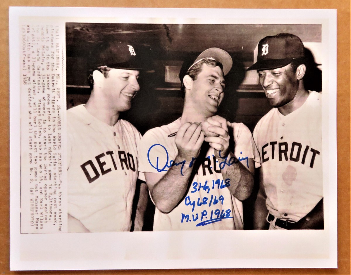 Detroit Tigers Denny McLain Signed photo 1968 World Series Lolich