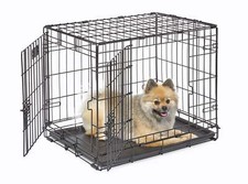 DOG CAGE KENNEL Metal Double Door Leak-Proof Pan 24 Inch