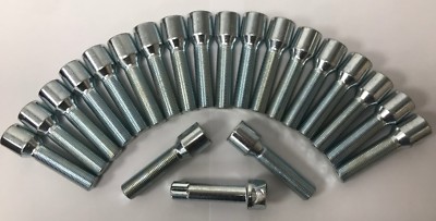 20x BIMECC M14x1.5 Silver Alloy Wheel Bolts – 60° Seat, 40mm Thread Length, Made In Italy For Volvo