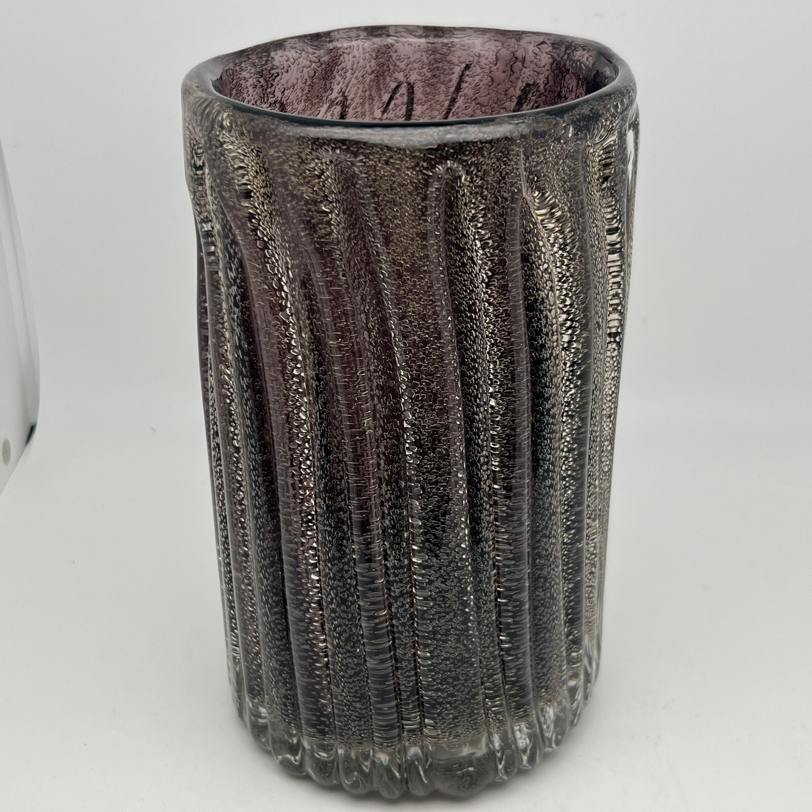 Torre And Tagus Sparkling Deep Plum Glass Vase Heavy 8 Inch Modern Home Decor