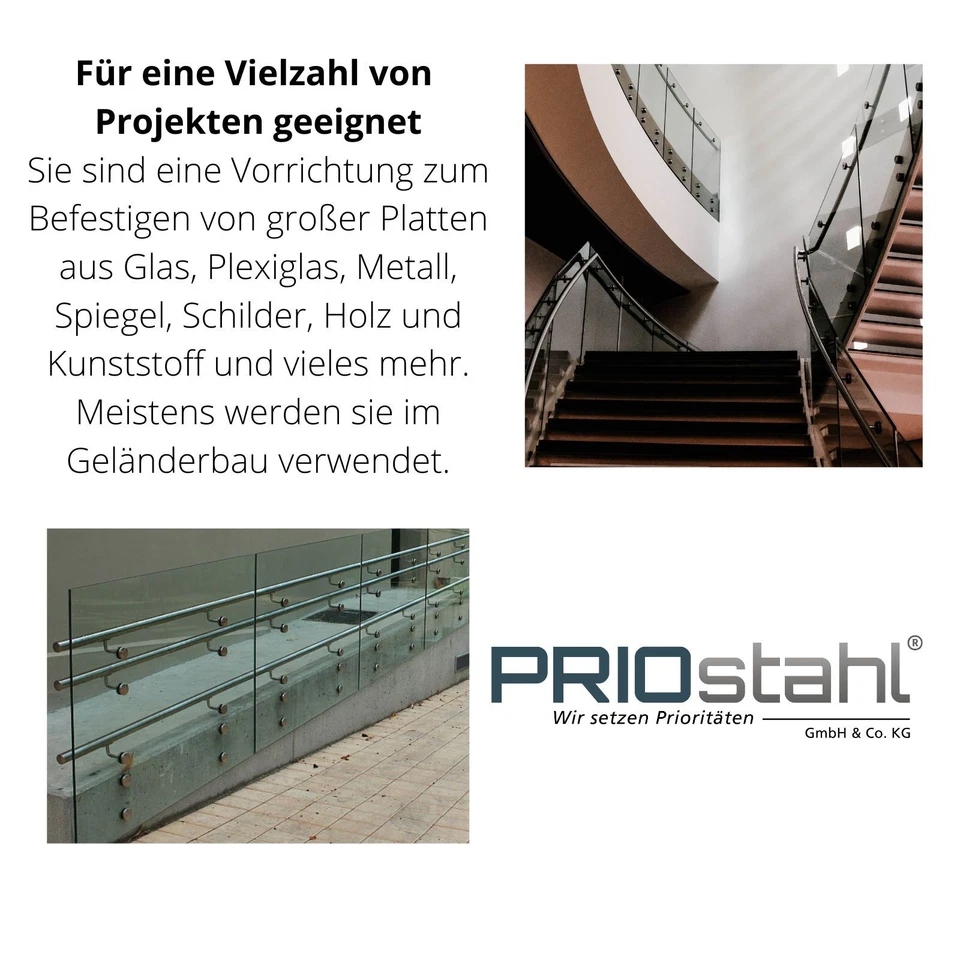 Glaspunkthalter Glasklemme Glashalter Geländer Plattenhalter Punkthalter V2A - Bild 2 von 2