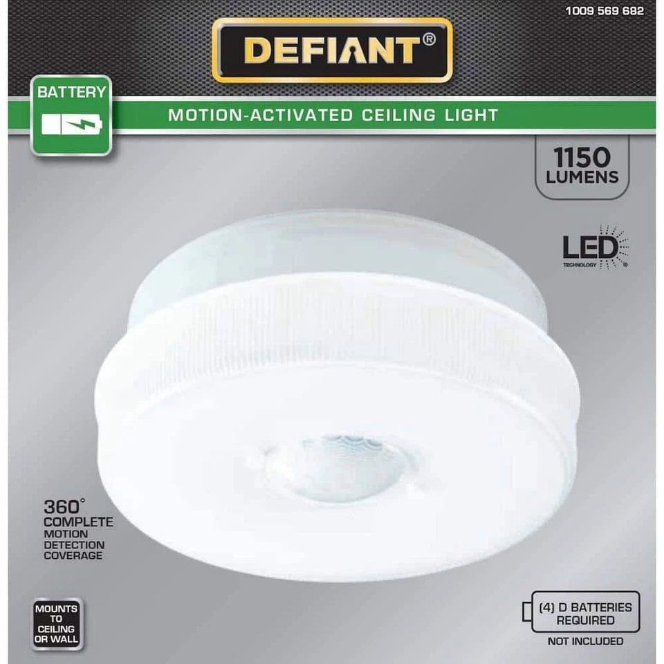 Luz de techo LED de interior/exterior con sensor de movimiento 360° blanca Defiant HC-3712-WH Foto 2 de 4