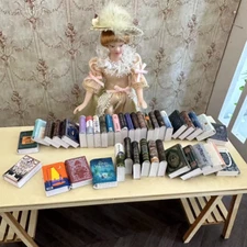 30PC Vintage Books 1/12 Scale Dollhouse Miniatures Accessories Unreadable Study