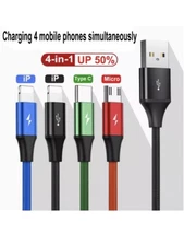 AICase 4 in 1 Multi USB Charging Cable Fast Charger Cord For iPhone/Type C/Micro