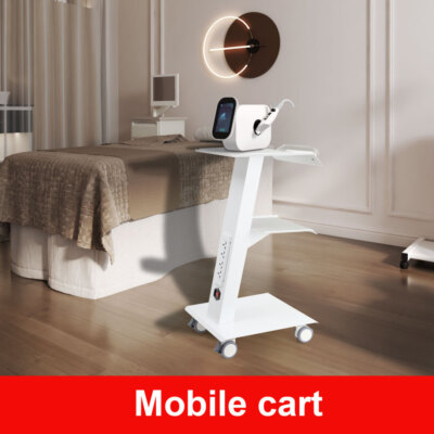 3 Böden Weiß Servierwagen Stahlplatte Serving Lab Trolley Laborwagen Tragbar