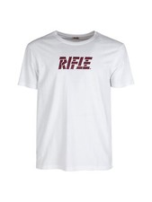 Rifle T-shirt girocollo in cotone con stampa scritta