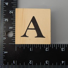Upper Case Capital  A  Monogram Letter Rubber Stamp Wood Mount