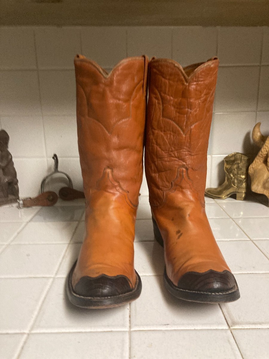 Justin Western Cognac Brown lizard tip cowboy boots 8.5 D | eBay display picture 2