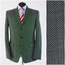 Blazer uomo ZARA 42R taglia UK grigio birdseye lana cappotto sportivo giacca slim fit