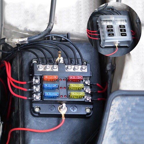 1PCS 6 Ways Blade Fuse 32V Car Boat Fuse Box Holder W/ Power Panel Board Camper - Picture 2 of 18