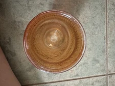 Vintage Jeanette Tree Bark Marigold Carnival Glass Vase 7.5"