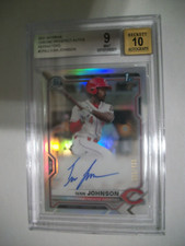 IVAN JOHNSON 2021 Bowman Chrome Prospect Refractor AUTO BGS MINT 9 Reds /499