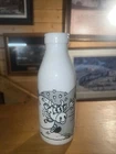 Vintage Egizia White Glass Milk Bottle w/ Cows 8” T Made in Italy. Hand Painted
