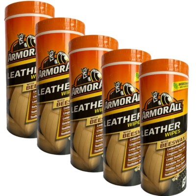 5 x Armor All Lederpflegetücher - 24 Stück Runddose