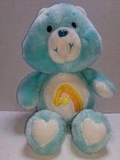 Vintage Care Bears Wish Bear Plush 13" Shooting Star Badge Kenner 1983 Cute 