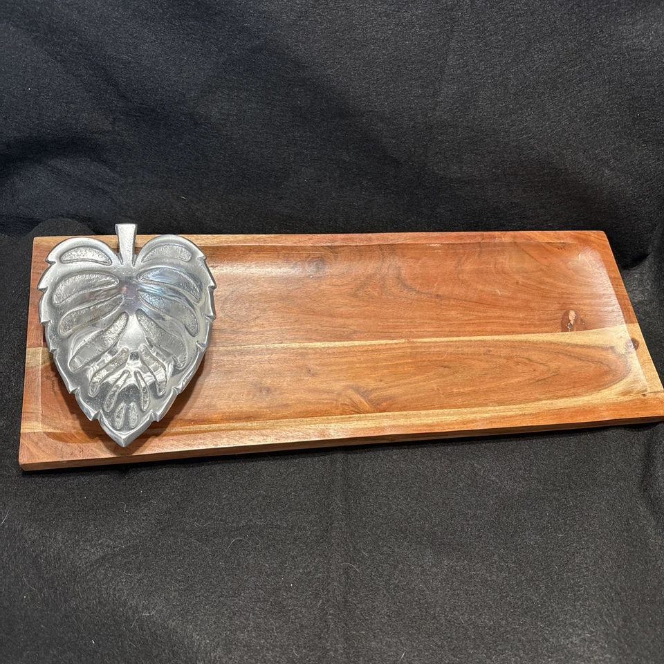 Wurstwaren Brett Kirschholz rechteckig Zinn Blatt Schale befestigt dekorativ