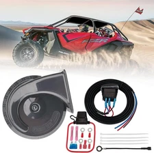 ATV Horn Kit with Rocker Switch Led Light and Black horn with square button