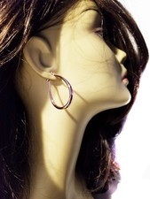 TEARDROP HOOP EARRINGS ROSE GOLD PLATED 2 INCH DROP