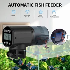 Automatic Fish Feeder Dispenser for Aquarium: Rechargeable Auto Feeders Black