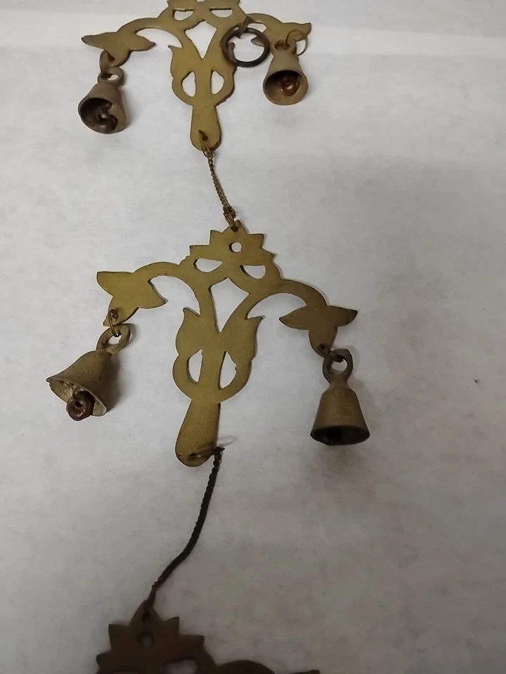 Carillón de viento de latón de colección colgante de pared 20" tres campanas de lágrimas decoración Foto 4 de 4