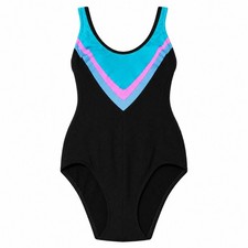 VTG 80s Neon High Cut One Piece Swimsuit Textured Colorblock Bathing Suit S