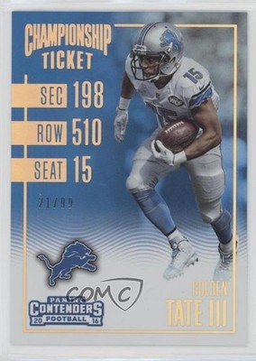2016 Panini Contenders Championship Ticket 21/99 Golden Tate III #32 1z4