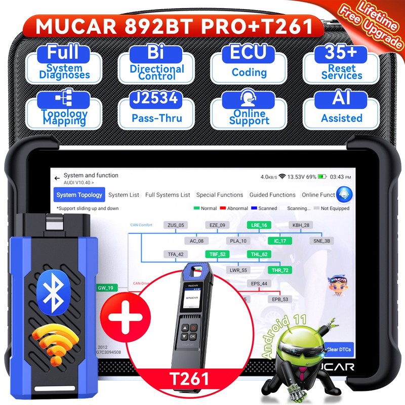 MUCAR 892BT PRO OBD2 Diagnostic All System Scanner Topology T261 Lifefree Update