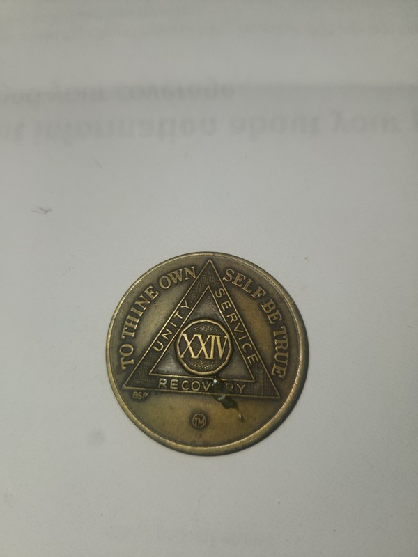 AA Anniversary Medallion 24-Year Gold Plated Alcoholics Anonymous Medallion Chip