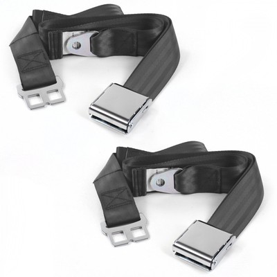 AMC Rebel 1967 - 1970 Airplane 2pt Charcoal Lap Bench Seat Belt Kit - 3 Belts v8