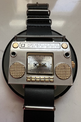 VINTAGE Techno Pave # 6948 Boombox Watch, New Battery and Leather Band,..RUNS 