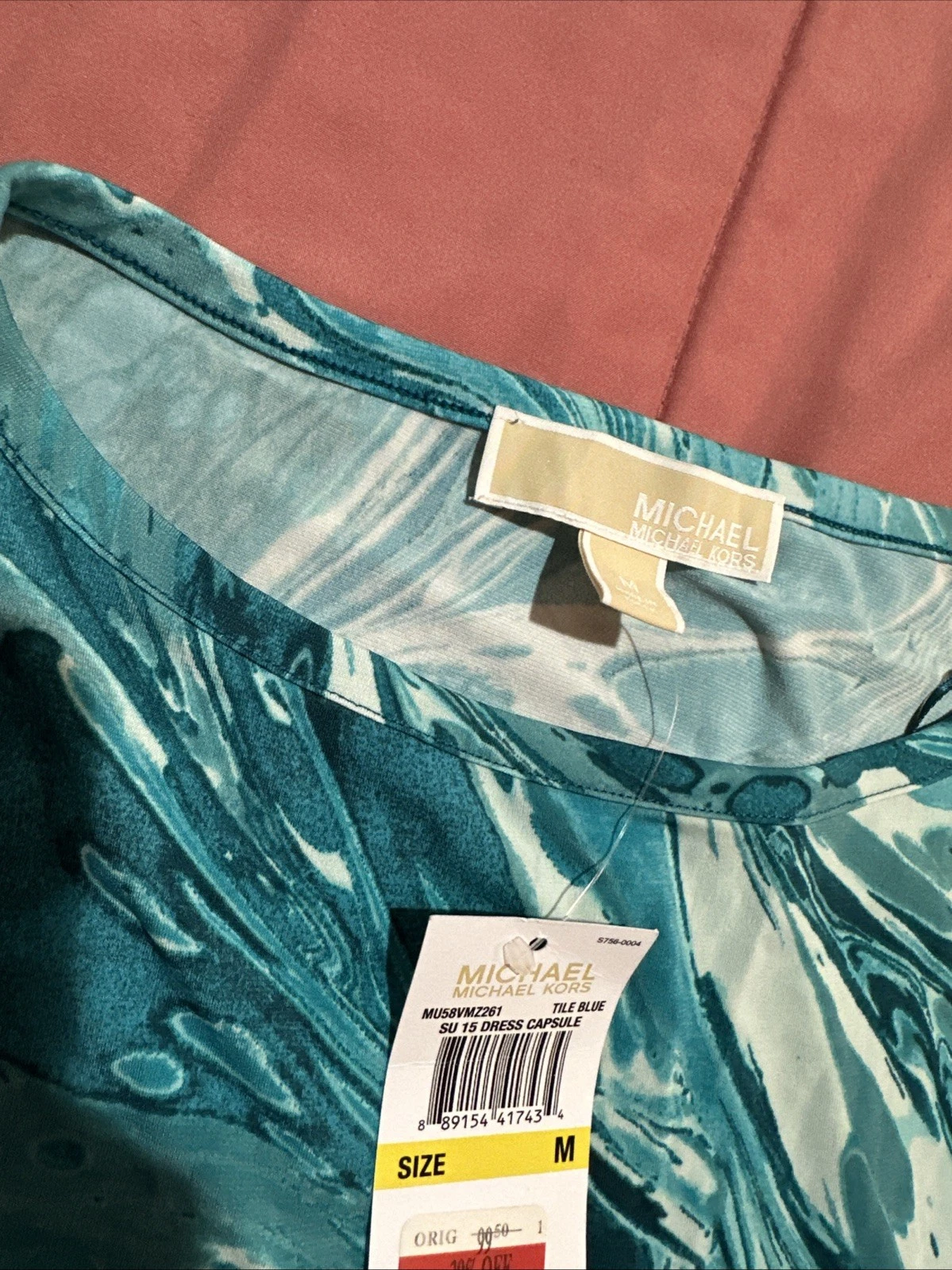 Abito donna blu Michael Kors scollo barca manica lunga ginocchio taglia M