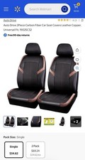 Auto Drive 2 Pack 2piece Carbon Fiber Car Seat Covers Leather Copperuniversal