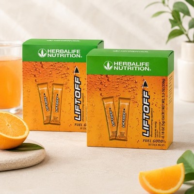 2 Boxes Liftoff ORANGE Energy Supplement Stick Packs 30 Each