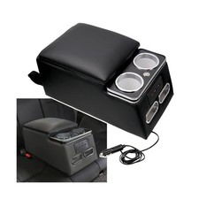 Sporacingrts Black Universal Truck Seat/Bench Organizer with LED Light, USB P...