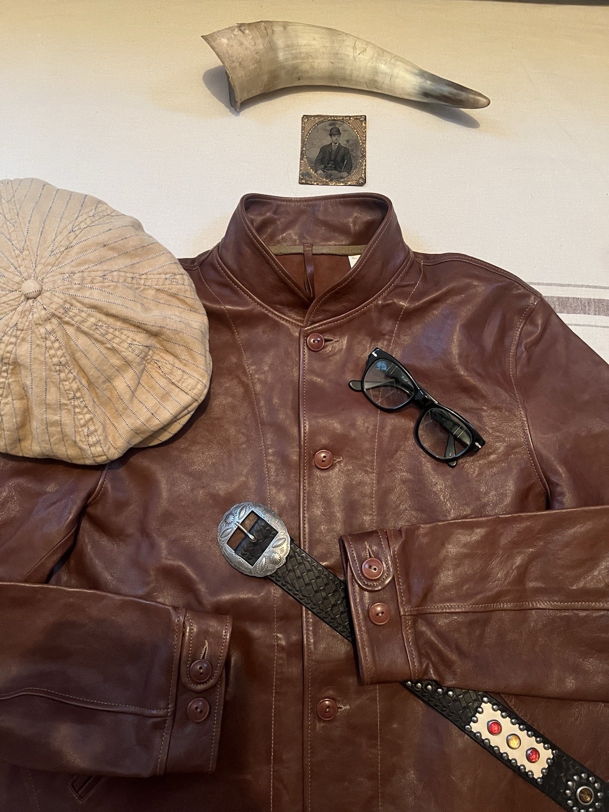 LVC Menlo Cossack Jacket M Albert Einstein Brown Italian Leather Levi's Vintage image 6