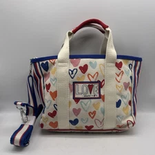 Brighton Mini Canvas Tote Love Hearts Print Crossbody Bag Purse