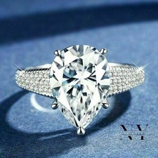 2.50 CT Pear Cut VVS1 Moissanite Solitaire Engagement Ring Solid 14K White Gold