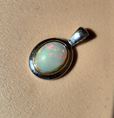 925 Sterling Silber Opal Anhänger Oval Natur Ethiopian Edelstein - Bild 1 von 4