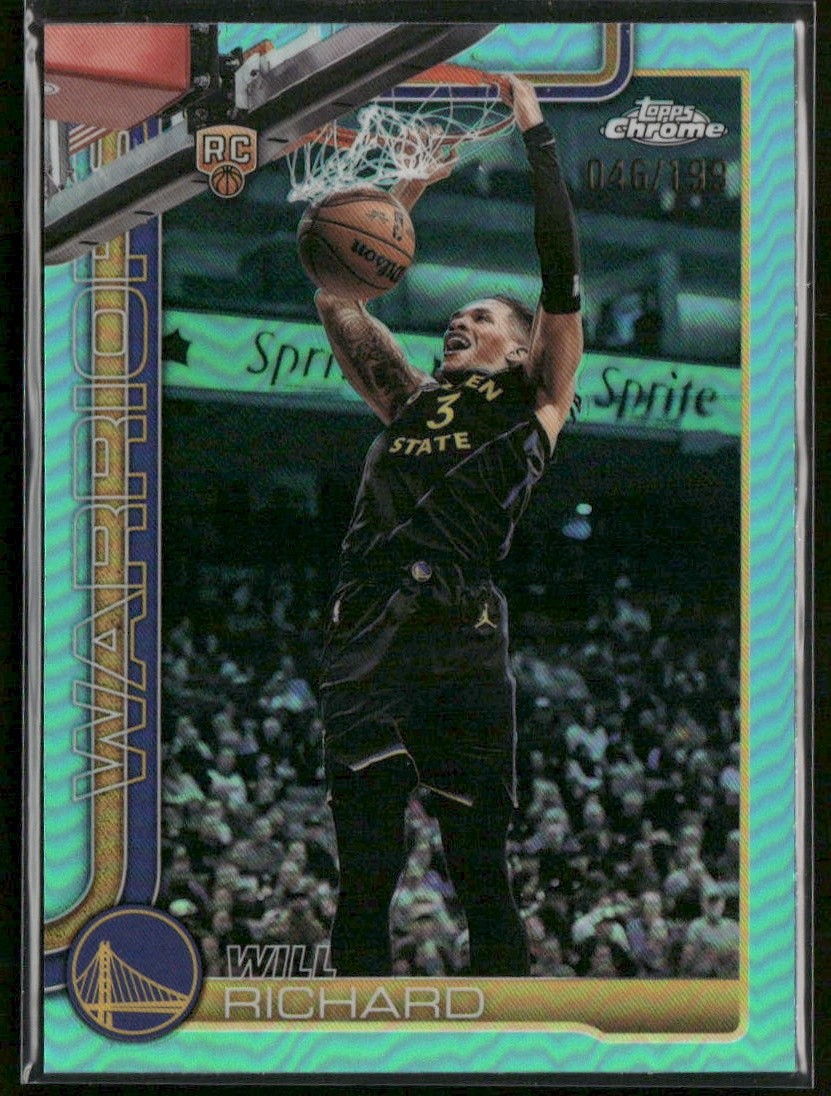 2025-26 Topps Chrome Update #196 Will Richard Aqua #/199 Golden State RC