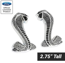 1994-2004 Ford Mustang Cobra Black & Chrome 2.75" Fender Snake Emblems Pair