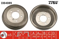 2X Bremstrommel TRW DB4089 FüR Mercedes Puch Klasse W460 T1 602 601 W461 W463 T2