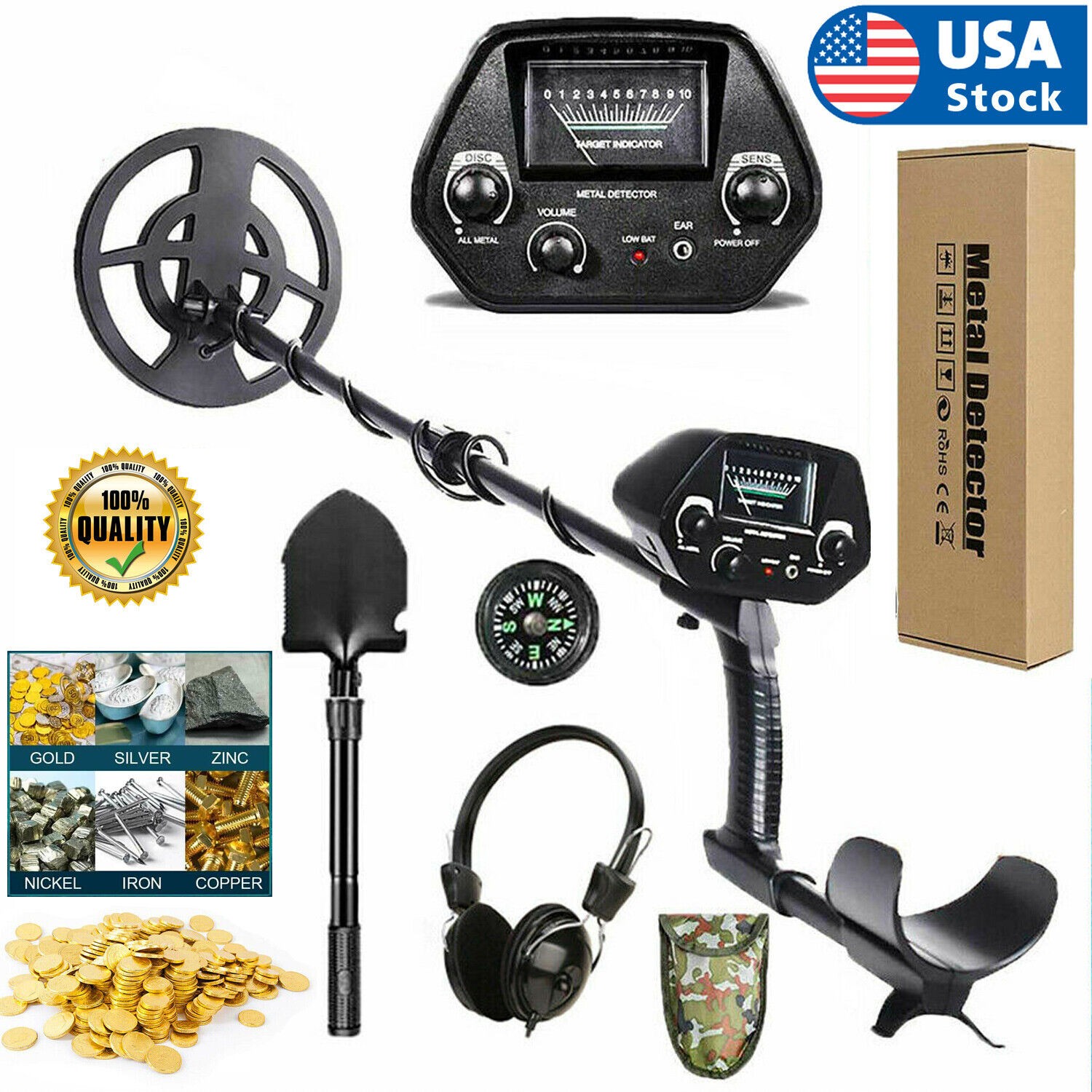 LCD Metal Detector Waterproof Gold Digger Deep Sensitive Hun