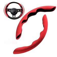 New Fluffy Anti-Skid Steering Wheel Cover Segmented Suede material Red